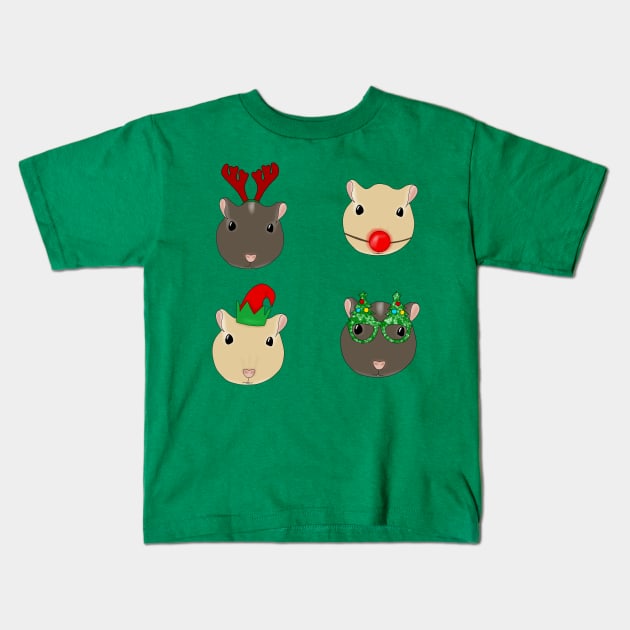 Christmas Gerbil heads Kids T-Shirt by Becky-Marie